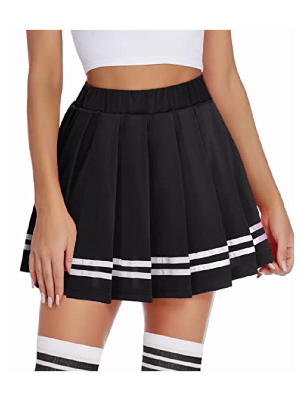 Women's Pleated Mini Skirt High Waist School Uniform Cheer Skirt